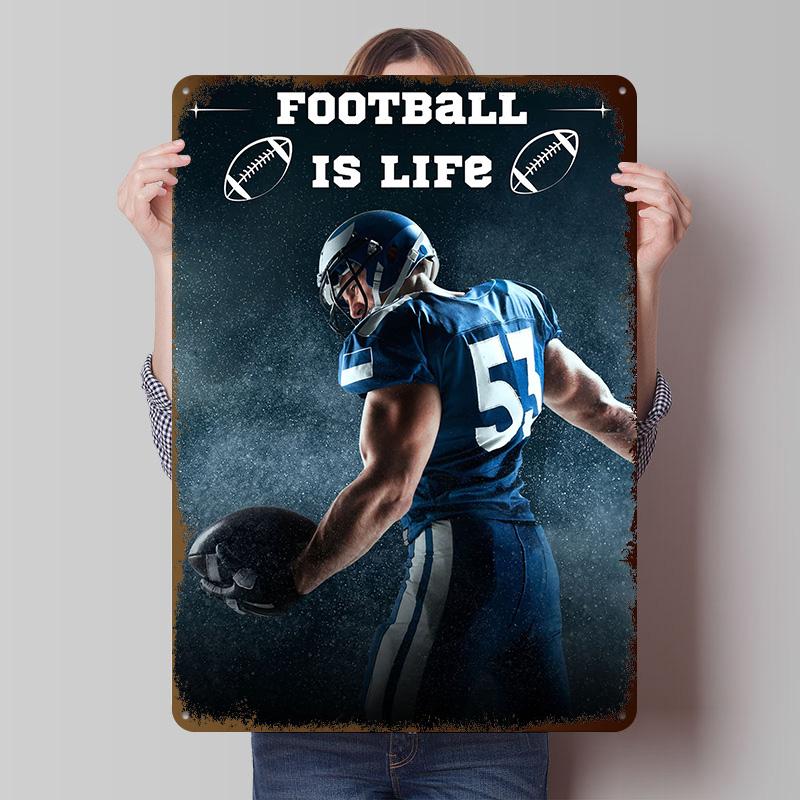 Football Life Printed Poster Customized Wall Art Retro Vintage Metal Tin Signs for Home Mancave Decoration Gaming Office Decor