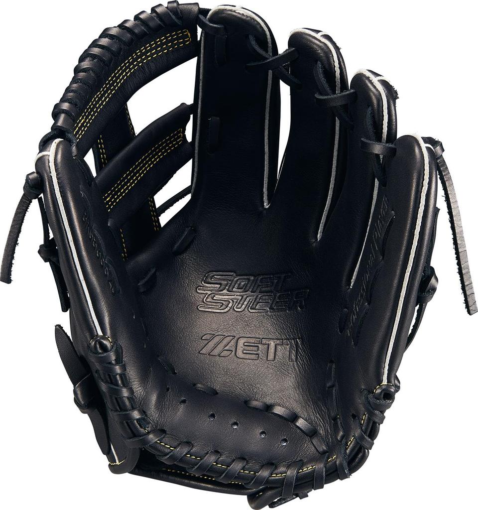 ZETT Soft Steer Baseball Black Size 4 Glove, All-Around, Left-Handed Throw, (1900), (BRGB35520F)