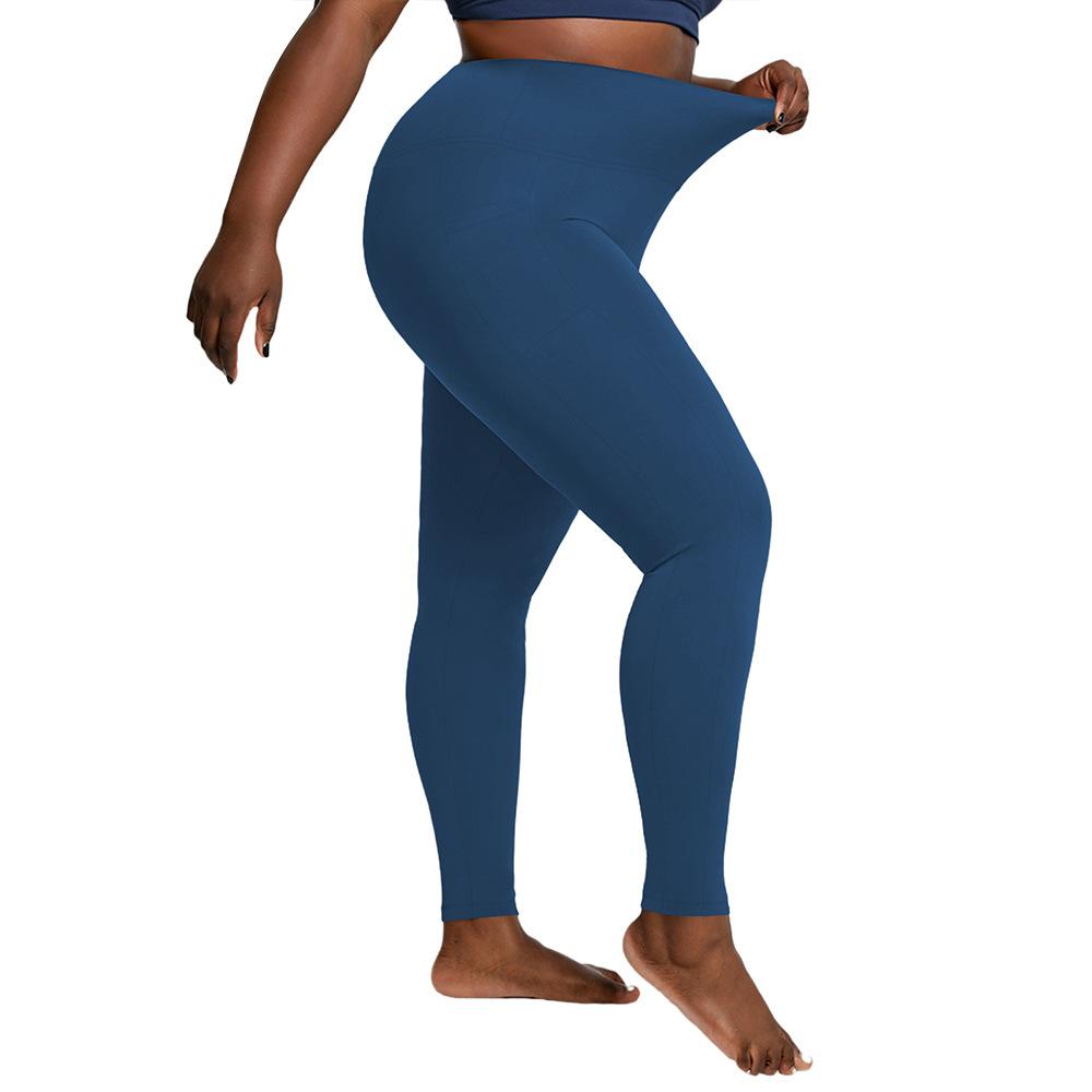 Двусторонние карманные брюки для йоги больших размеров 1XL-5XL с высокой посадкой, спортивные леггинсы больших размеров