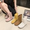 2025 Spring and Summer New Sandals Imitation Leather Hole Middle Boots Medium Heel Thick Heel Large Size Women's Boots Hollow Cool Boots