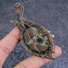 Mud Crack Fossil Handmade Copper Wire Wrap Jewelry Pendant 3.94" W0B61