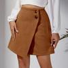 Suede Irregular Skirt Solid Color High-waisted Zipper Button Skirt Women