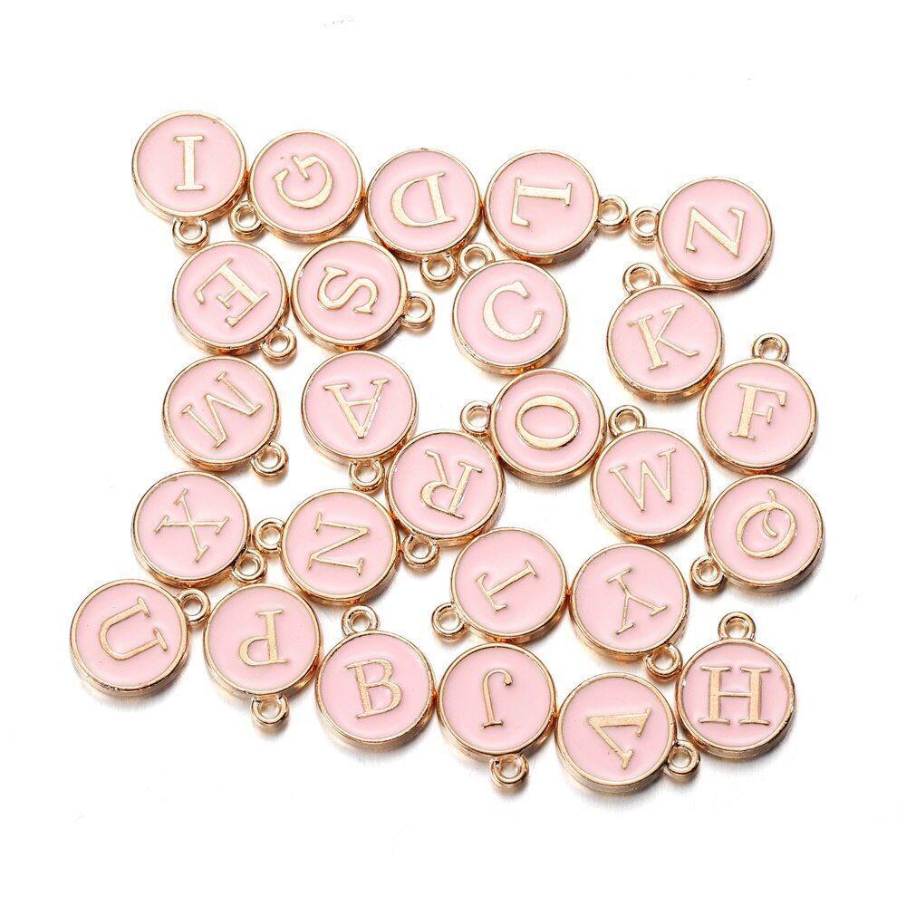 Colorful Dripping Oil Round Letter Pendant - DIY Alloy Jewelry Accessory