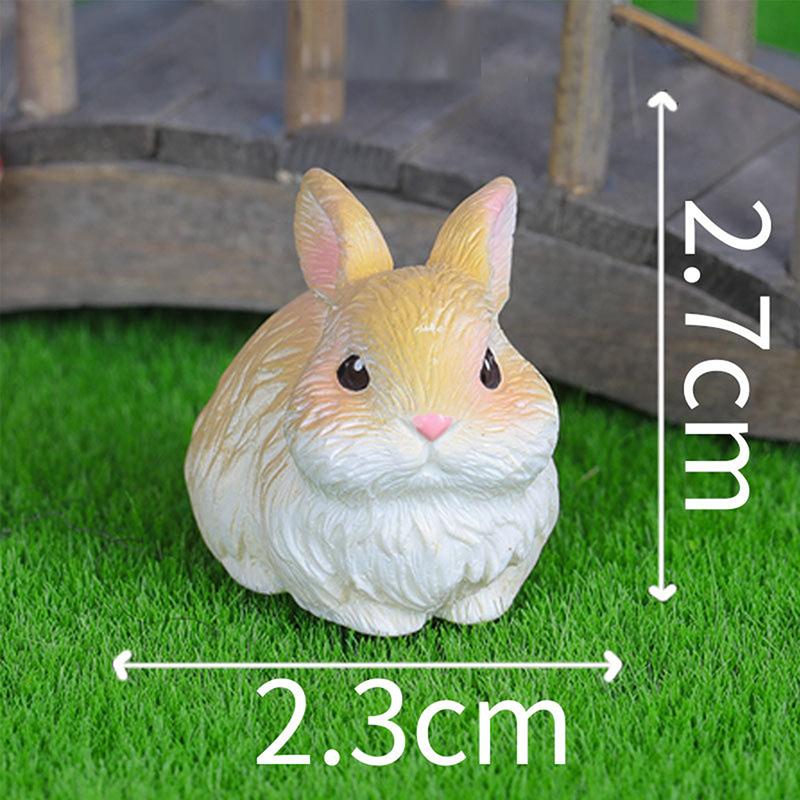 1PC Mini Simulation Rabbit Figurine Bunny Car Desktop Ornament Micro Landscape Decoration Dollhouse Miniature Toy