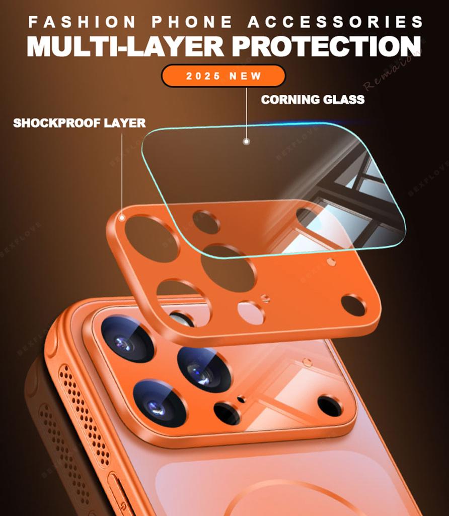 Матовый Магнитный Чехол из Стекла Corning для For Iphone 17 Air 14 1 16 12 13 Pro Max Plus Зарядка Ударопрочный Защитный Чехол