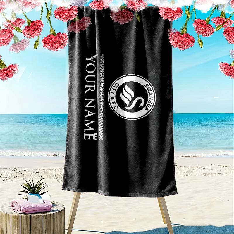 Swansea City A.F.C Print Beach Towel, Large Soft Quick Dry Towel for Beach Camping Swimming