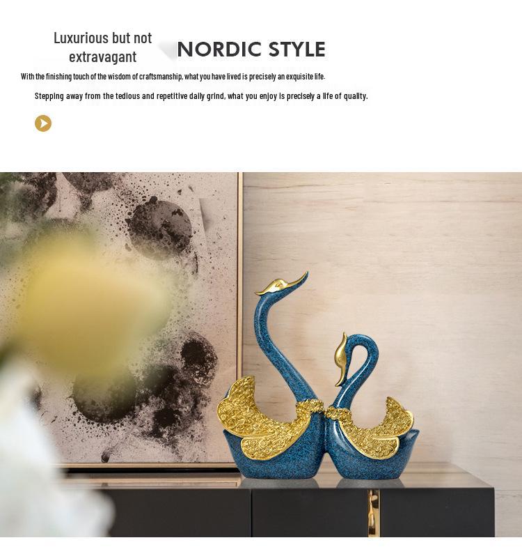 European Resin Swan Couple Ornaments: Home Decor & Wedding Gifts