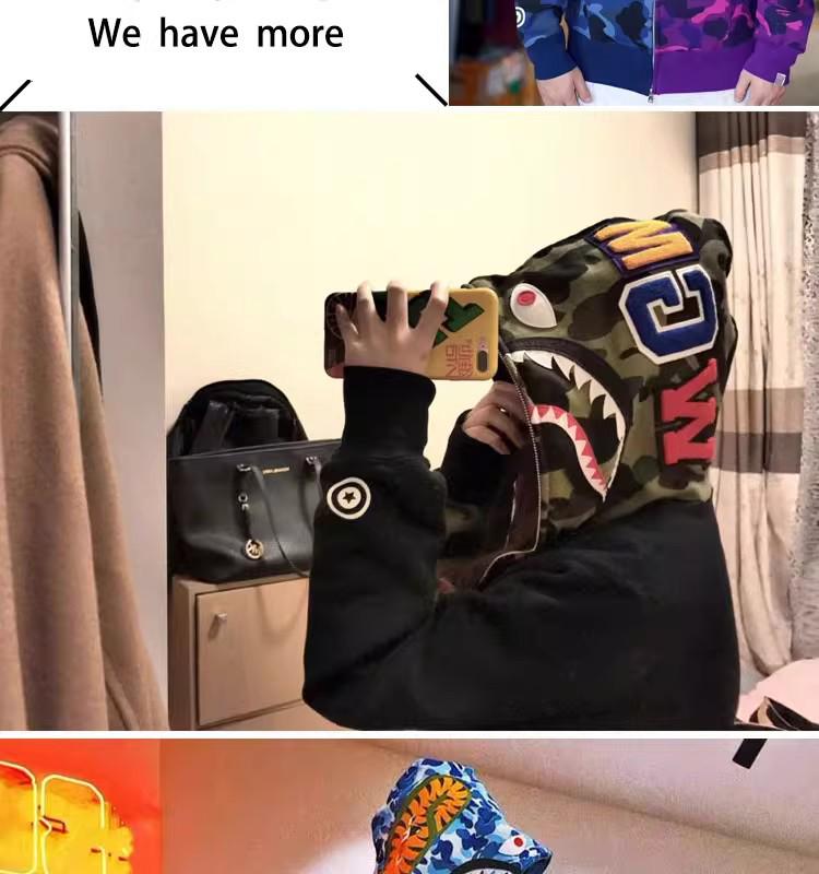 Модный Худи APE - Куртка-бомбер на молнии с камуфляжем "Акула", Версия для родителей и детей