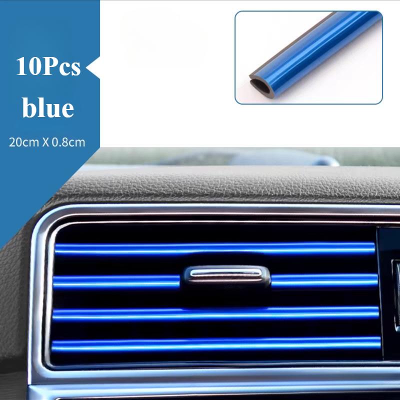 10pcs/lot Car Styling Plating Air Outlet Trim Strip Interior Air Vent Grille Switch Rim Outlet Decoration Strip DIY Modification