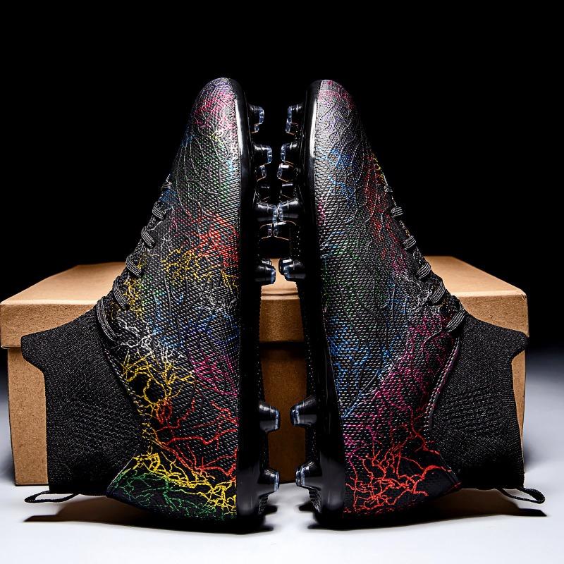 Новые футбольные бутсы с высоким верхом, камуфляжные, с шипами, детские профессиональные тренировочные бутсы, футбольные бутсы с длинными шипами