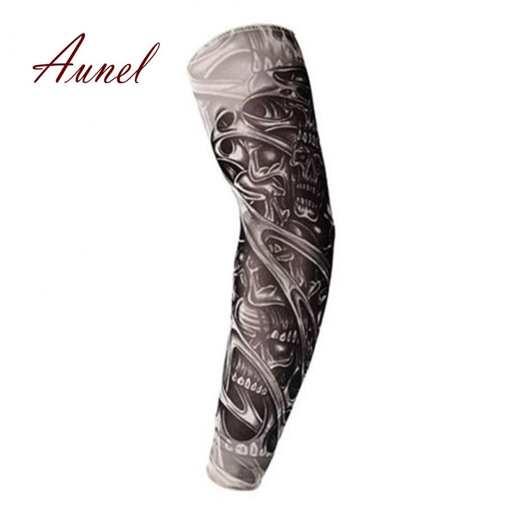 Fashionable Unisex Stretchy UV Protection Cycling Outdoor Fake Slip On Tattoo Arm Sleeve