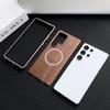 Магнитный чехол из грецкого ореха для Samsung S25 Ultra: Металлическая рамка-защелка, Защитная крышка для S23/S24