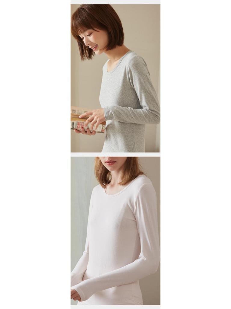 Женский однотонный топ из чистого хлопка с длинными рукавами