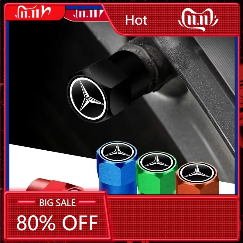 UMZJP1 New For Mercedes Benz 4Pcs Metal Car Tire Valve Caps Wheel Dust Cover Car Accessories for Mercedes Benz AMG W204 W211 W212 W213