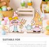 3pcs Adorable Gnome Ornament Wooden Easter Party Decor Creative Printed Dwarf Ornament
