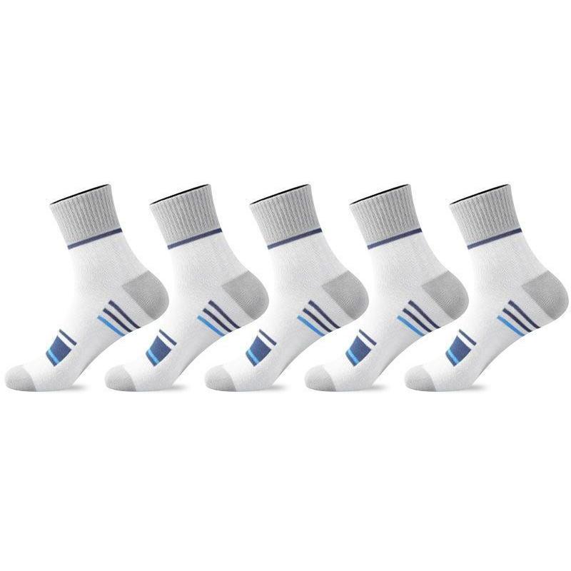 5/10 Pairs Men's Mid-calf Sports Socks Striped Breathable Cotton Socks Casual Socks Lot