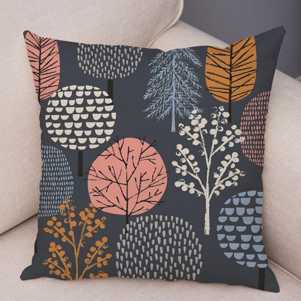 Абстрактное искусство, декоративная наволочка с геометрическим растением, деревом, цветком, диван, домашняя автомобильная наволочка