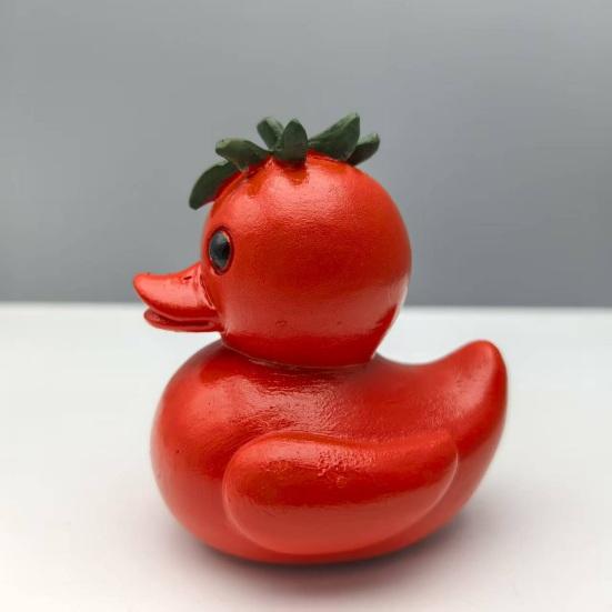 Vegetable Duck Figurine 3D Tomato Mushroom Duck Statue Resin Vegetable-Themed