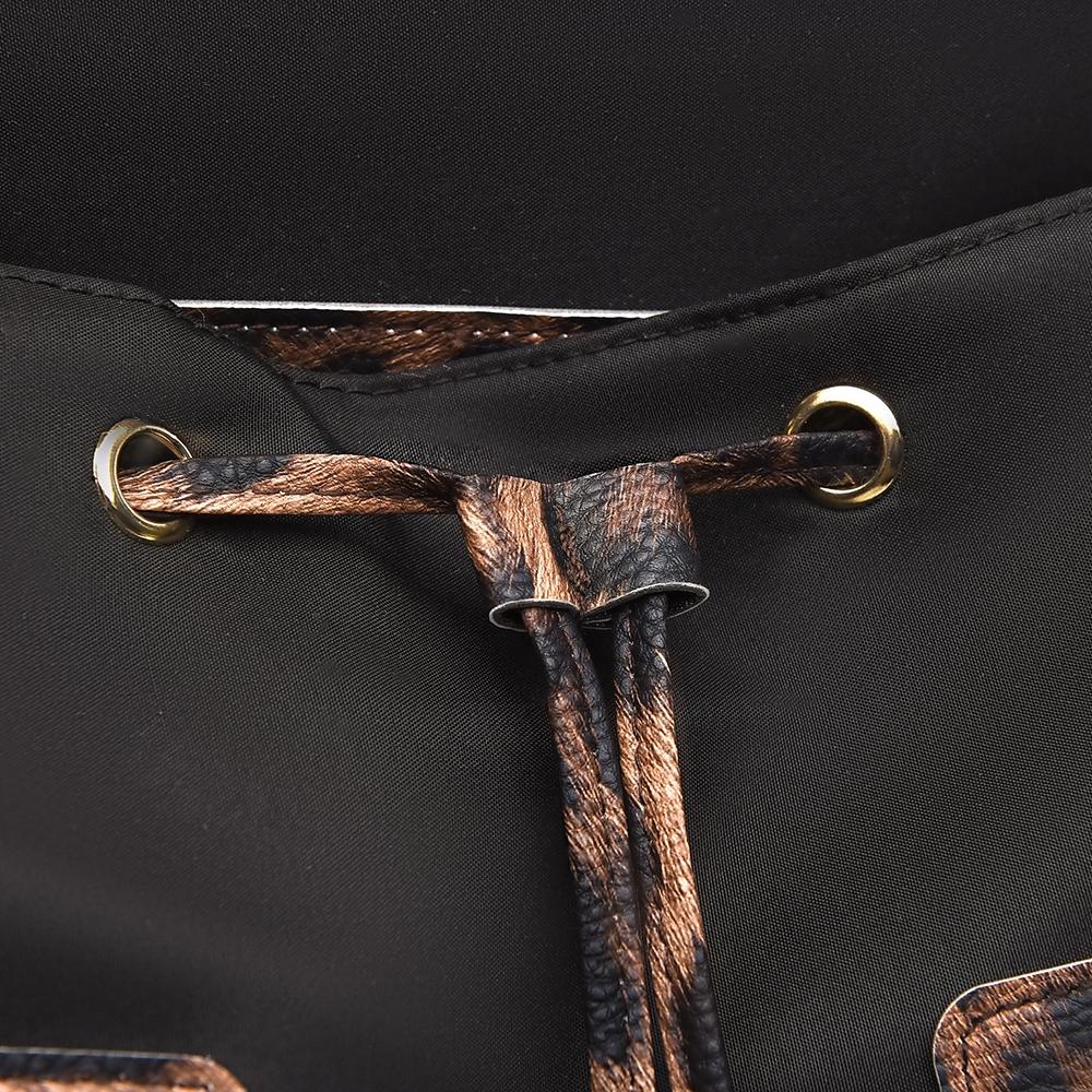 Women's Leopard Print Backpack Oxford Color Contrast Large Capacity Schoolbag Lightweight Shoulder Bag Travel Backpack