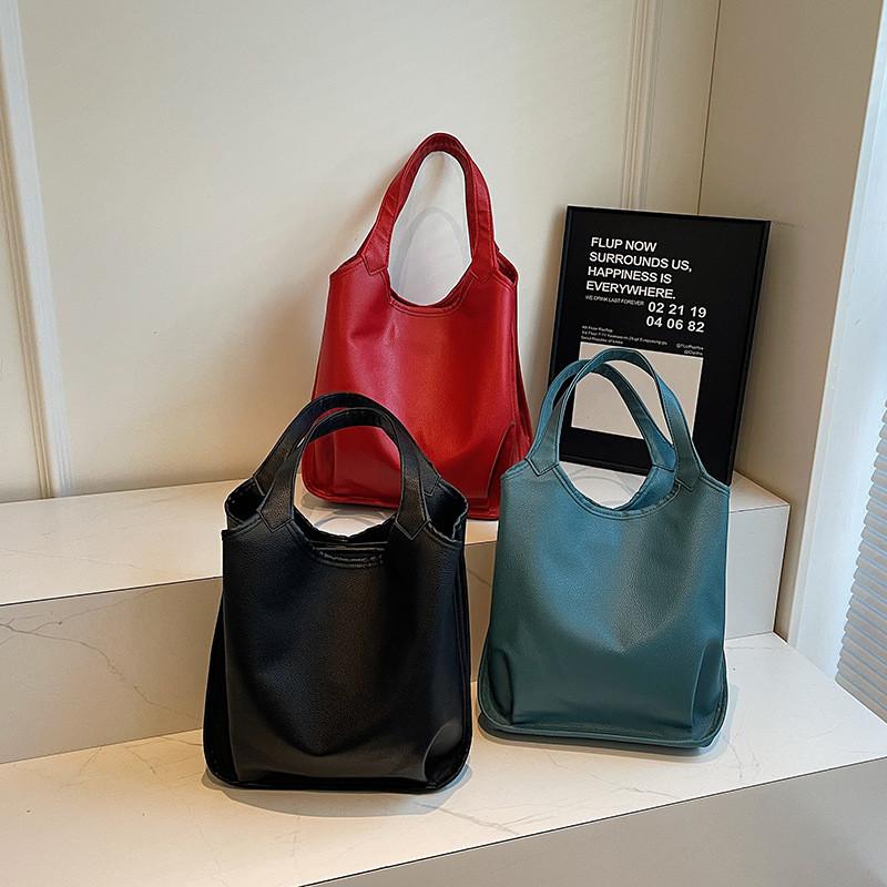 Color Solid Elegant Pu Inner Pocket Comfortable Double Straps Women Travel Bags