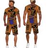 YUHA, короткий рукав плюс размер мужской ретро этнический принт спортивный костюм пара дашики одежда летняя африканская мужская футболка шорты из двух частей