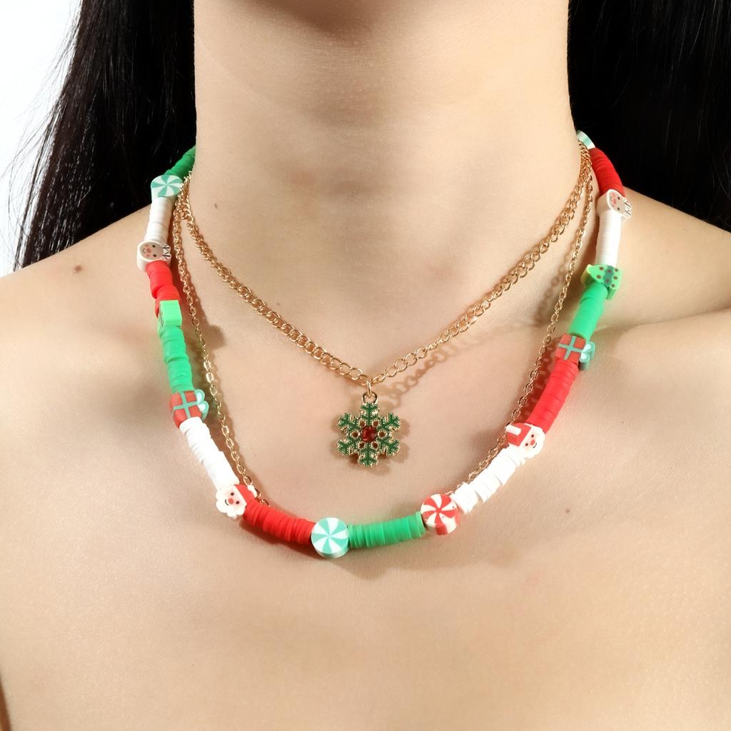 Рождественские украшения, стекающее масло, рождественское многослойное ожерелье, цепочка из бисера, смешанные и подобранные персонализированные предметы