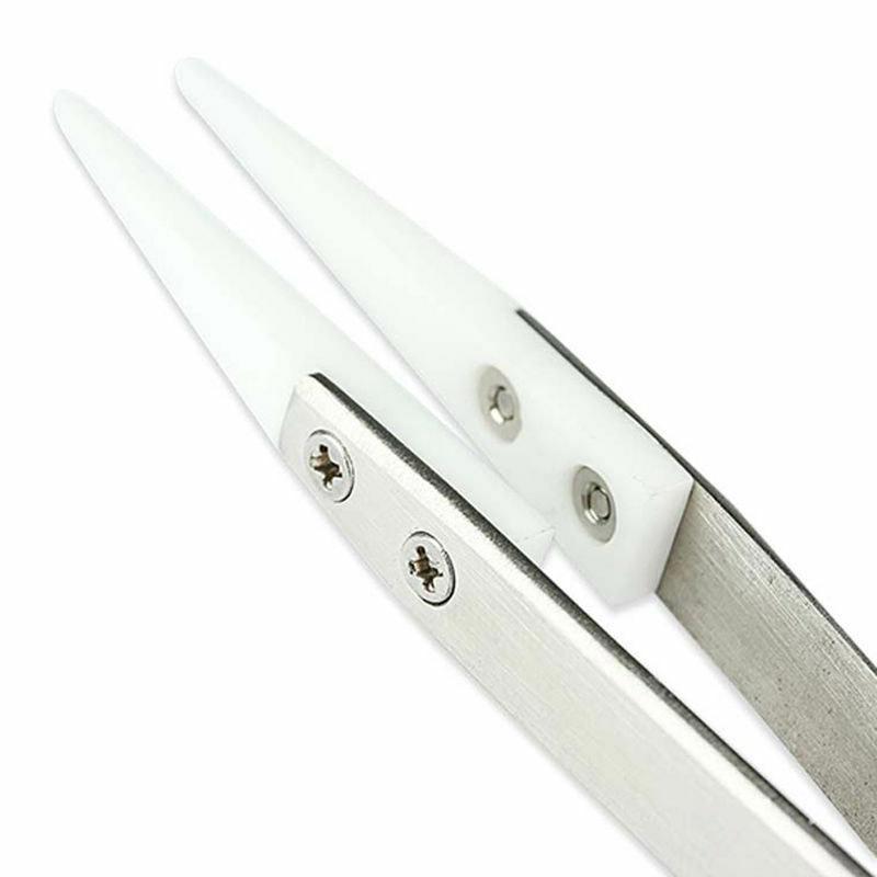 Steel Stainless Ceramic Pointed Tip Tweezer Heat Resistant Antistatic Antiacid