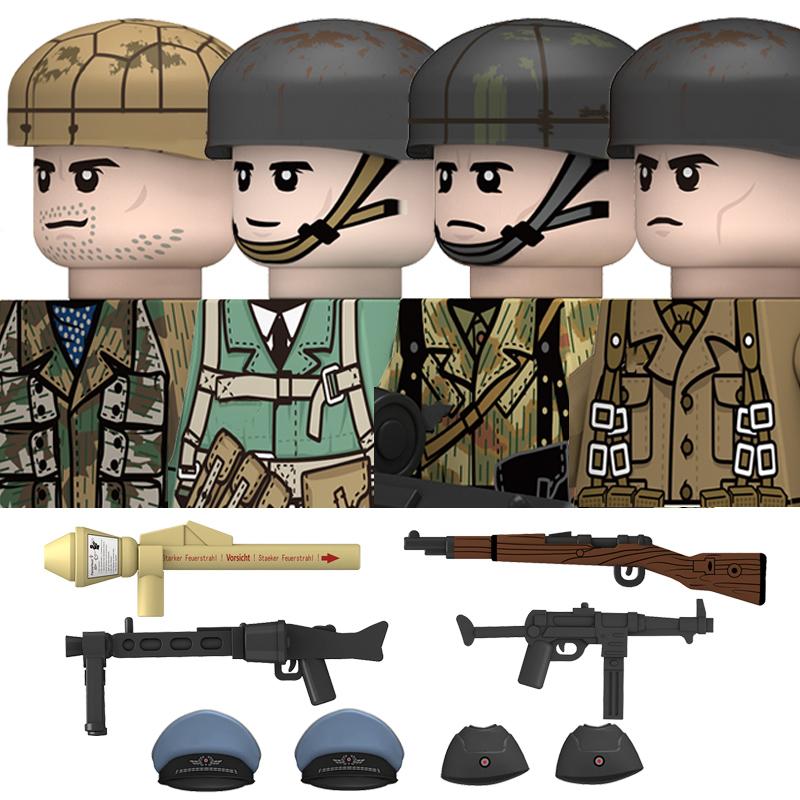 Нетоксичные Военные Вторая Мировая Война Немецкий Флот Бронетанковые Войска Строительные Блоки США 101-я Великобритания Советский Союз Солдаты Пехота Оружие Кубики Игрушки Дети