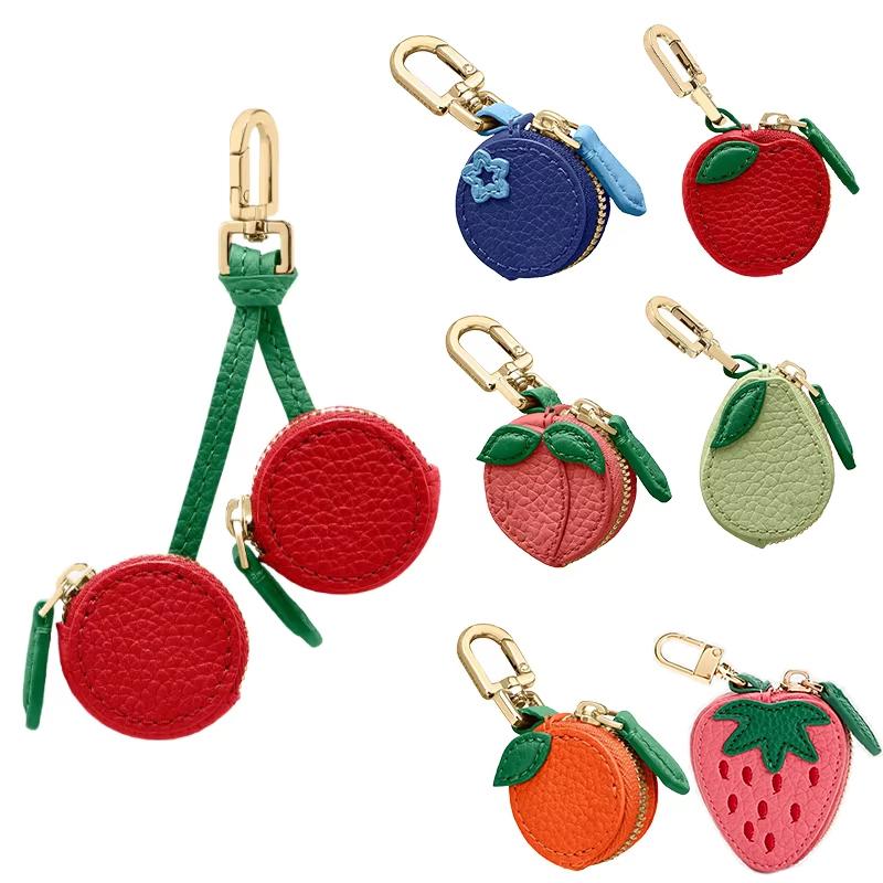 1 шт. Сумка для наушников, кулон в форме фрукта, подходит для защитного чехла Airtag, креативная сумка-орнамент из искусственной кожи, разные формы