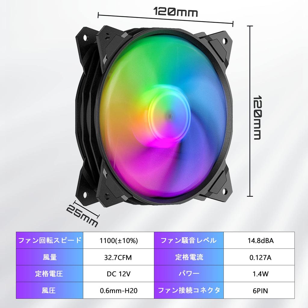 Novonest PC Case Fan 120mm Quiet ARGB Fan High Performance LED Fan 6PIN Connector Remote Control with Fan Hub Cooling Fan 5V 3PIN Motherboard Sync