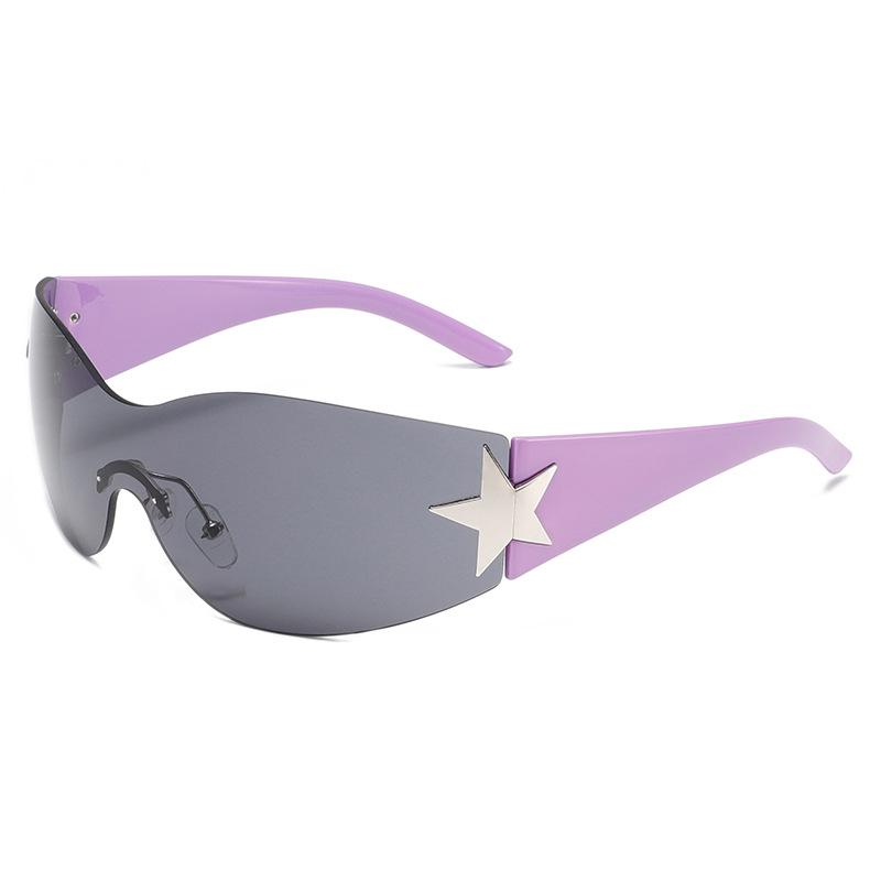 Frameless Integrated Five-Pointed Star Sunglasses New Trend Sports Glasses Men'S And Women'S Travel Sunshade Sunglasses