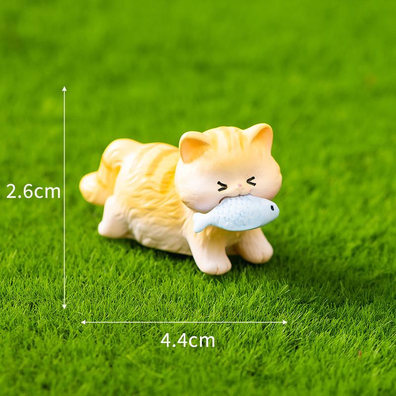 6 шт./компл., миниатюрные миниатюры с изображением кота и животного, украшения из смолы, микропейзаж, сделай сам, сказочное украшение для сада