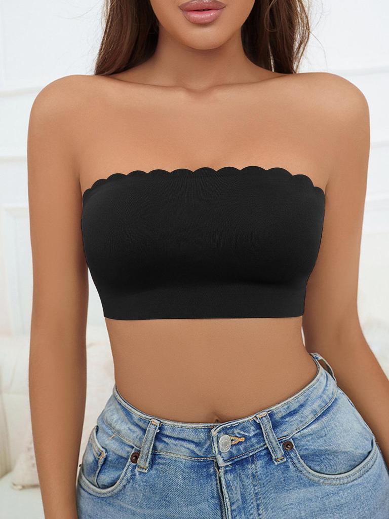 Европейский бесшовный бюстгальтер без бретелек с нескользящим ледяным шелком для маленькой груди