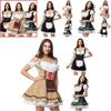 Charming Green V Neck Dirndl Costume Featuring Lace Design Ideal For Oktoberfest Events