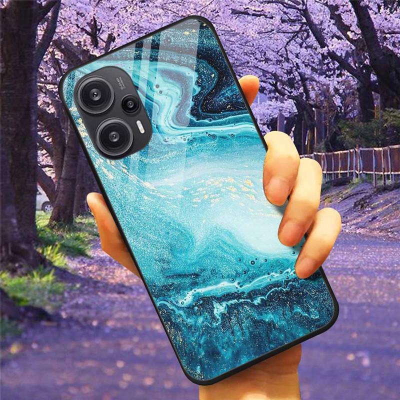 Для Xiaomi Poco F5 5G / F5Pro Чехол Закаленное Стекло Озеро Луна Жесткая Защитная Крышка для POCO F5 Pro Capas Funda на PocoF5 Роскошный Coque