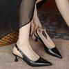 Sharp Pointed Back Hollow Thin Heel French High Heels for Women In Summer 2025 New One-piece Sexy Black Toe Sandals for Women