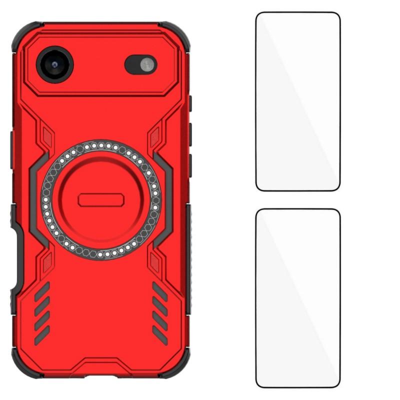 For iPhone 17 Air Magnetic Case WANLONFENG DJ Series PC TPU Phone Cover with 2Pcs Tempered Glass Film