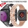 Для Apple Watch Ultra 3/2 49 мм Серии 11 10 9 8 7 6 5 SE3 Металлический Алмазный Ремешок Женский Браслет Для Iwatch 38 40 44 45 46 42 мм