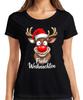 Merry Christmas Funny Reindeer Rudolf Santa Hat Cartoon Ladies TShirt