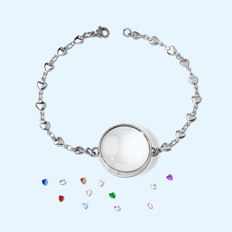 Stainless Steel Double Curved Locket Bracelet Chain Glass Memory Charms Floating Locket Bangle Fillable DIY Jewelry Making