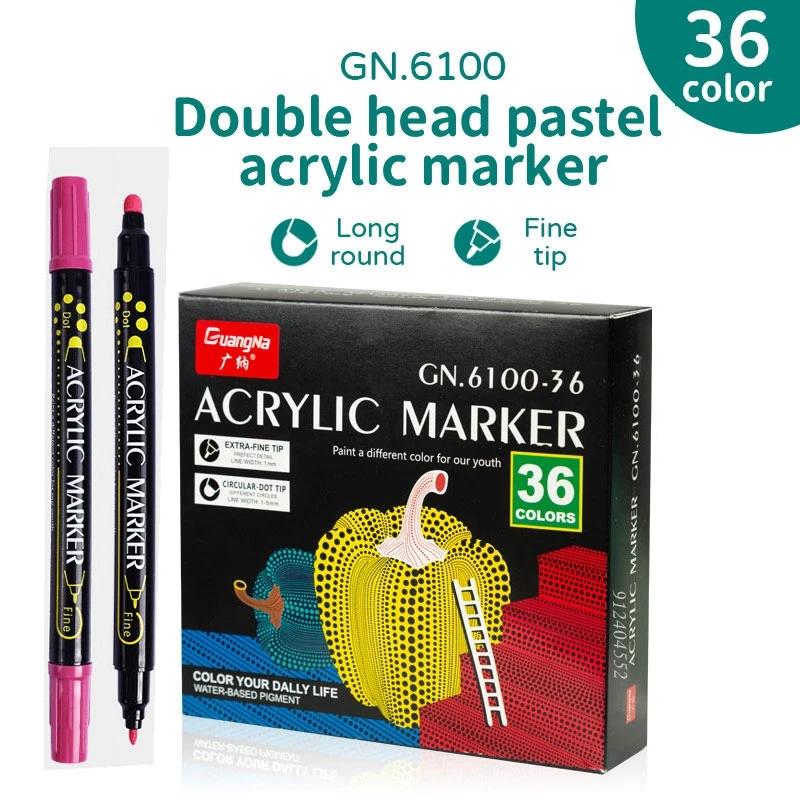 12-60 цветов Акриловые маркеры с двумя наконечниками для ткани, холста, рисования на камнях, изготовления открыток, металла, керамики, товары для DIY