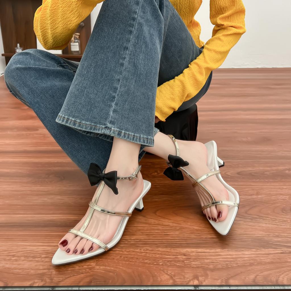 High-heeled Sandals Women's High-end French Stiletto Women's Shoes 2025 New Summer Sandals Women's Fashion Outer Shoes Women