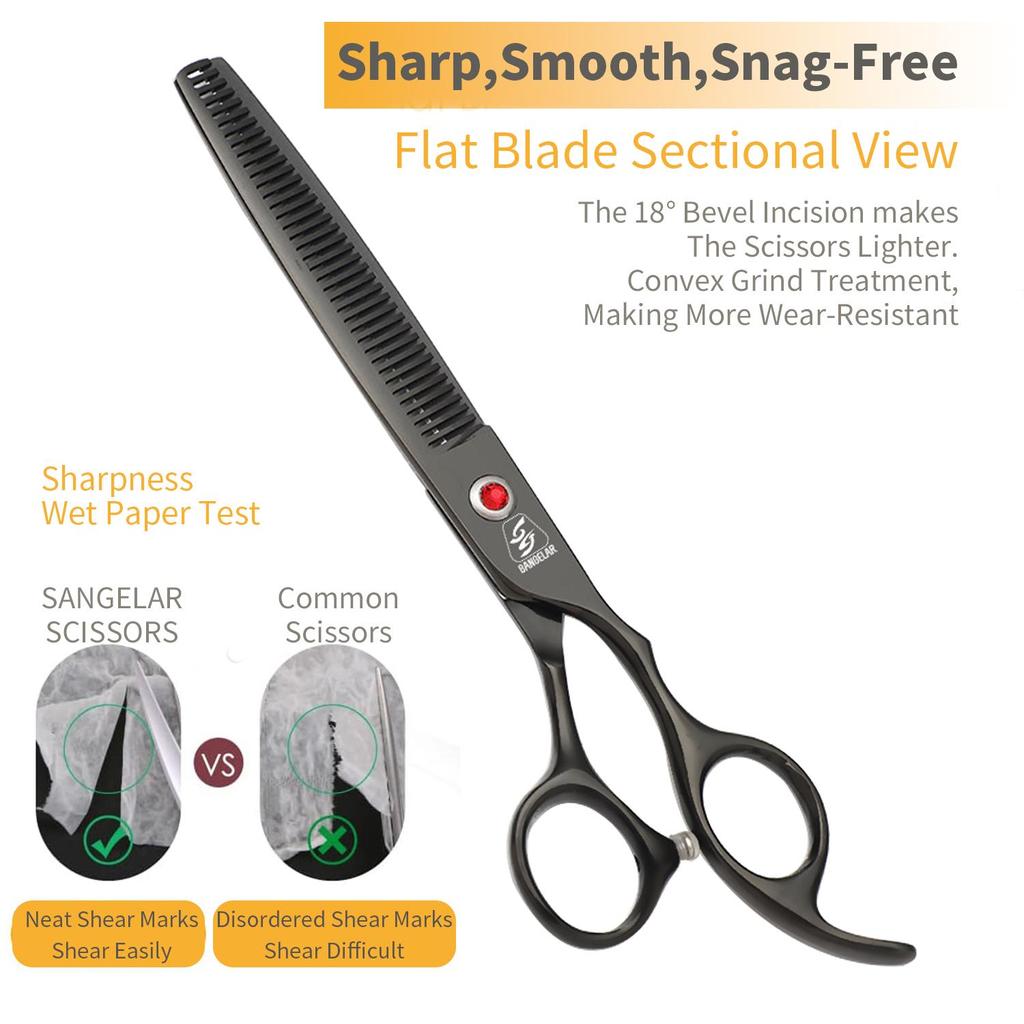 SANGELAR 6,5-дюймовые цветные ножницы для стрижки домашних животных, филировочные ножницы для ухода за домашними животными, ножницы для собак, профессиональные ножницы для филировки волос Тедди животных