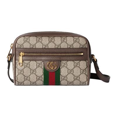 Ophidia GG Supreme Canvas Мини Сумка на плечо Женские сумки Бежевый Темно-коричневый 816359-96IWG-8745