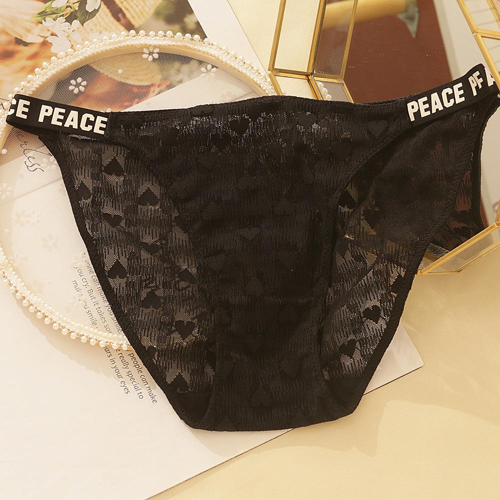 CINOON Sexy Women Panties Ultrathin Breathable Underwear Lace Love Jacquard Thong Low-waist G String Intimates Lingerie