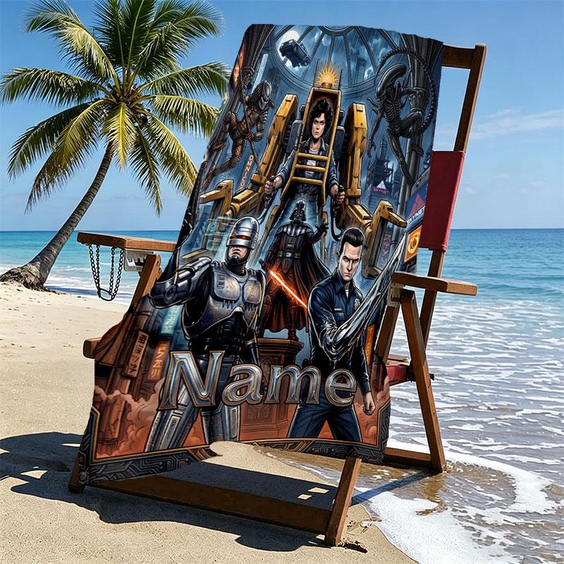 Custom Name Personalized Batman Print Beach Towel, for Trip Camping Beach Party Home Decor, Birthday Gift for Family & Friends