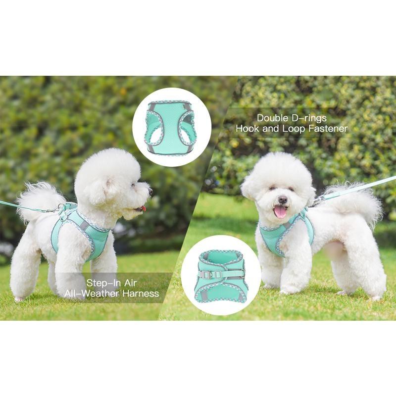 Комплект поводков для домашних животных, мягкий регулируемый дышащий сетчатый поводок без тяги и жилетный ремень для щенков, маленьких, средних собак и кошек