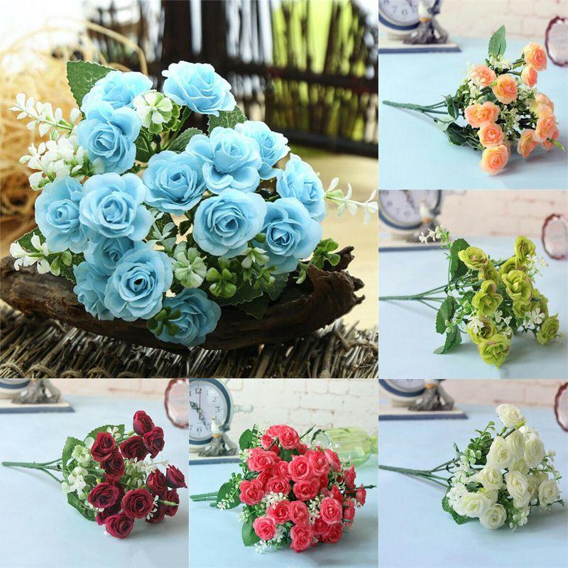 Vibrant 15 Heads Fake Rose Silk Flower Bouquet Ideal For Home And Party Decoration