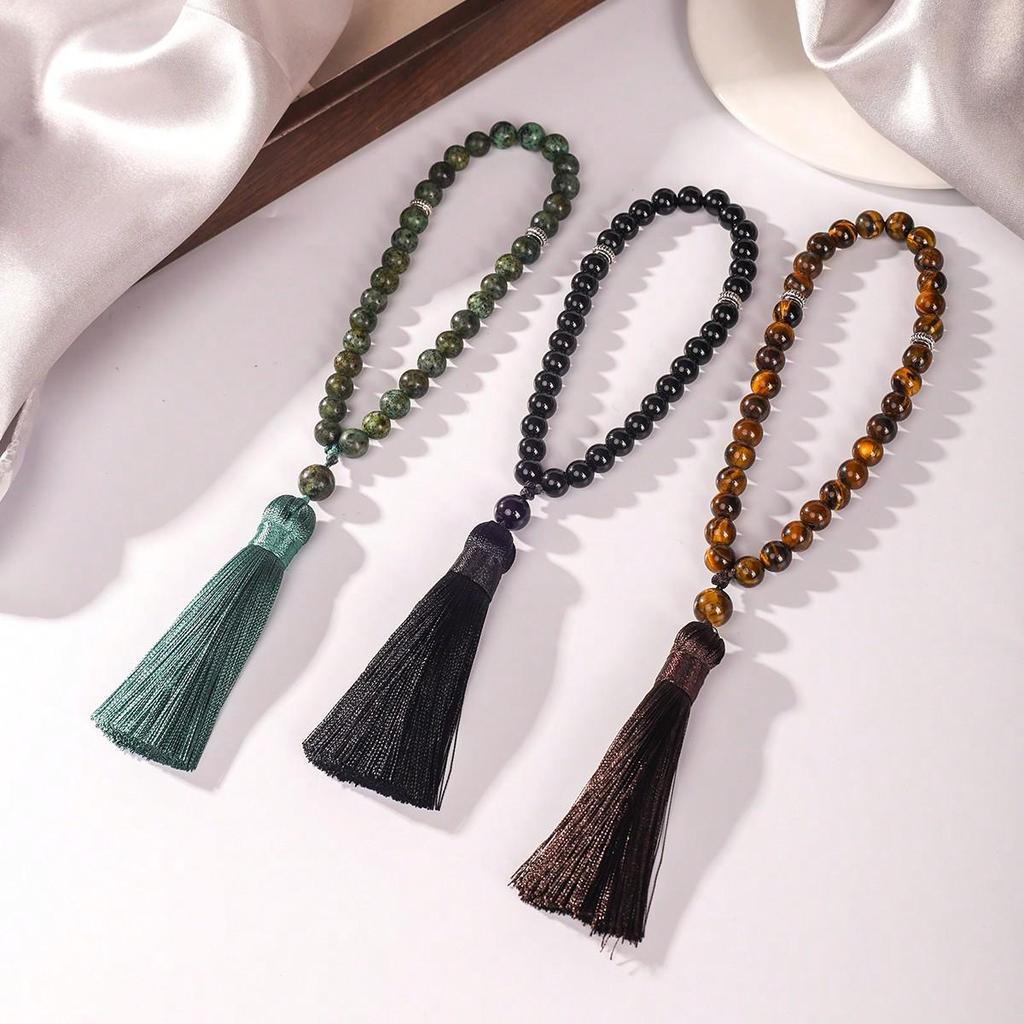 Космическое Парусное Плаванье Браслет из Натурального Кристалла с Бусинами для Молитвы из Африканской Сосны - 33 Бусины Дизайн Двойного Охвата