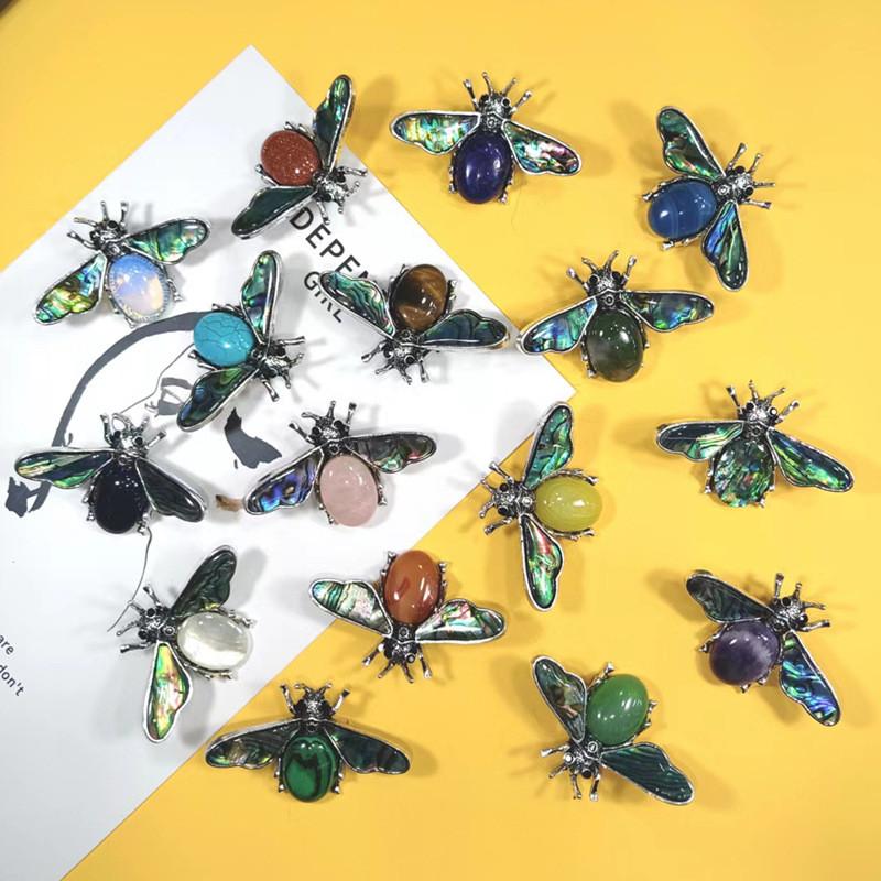 Shell Embedded Butterfly Brooch Pin Pendant With Fashionable Purple Crystal For Women And Men